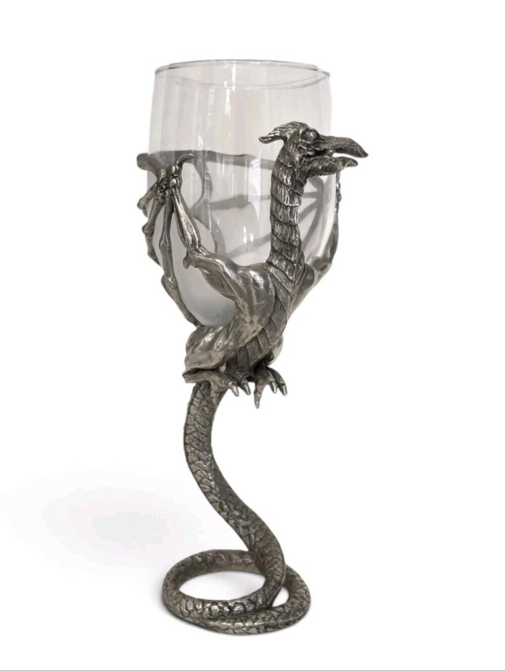 Royal Selangor LOTR Lord Of The Rings Winged Beast Pewter Wine Goblet Glass
